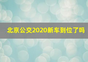 北京公交2020新车到位了吗