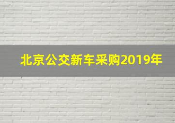 北京公交新车采购2019年