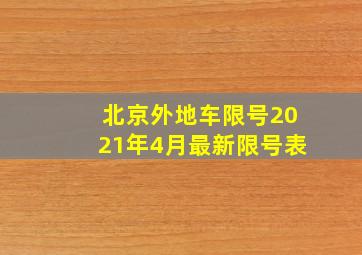 北京外地车限号2021年4月最新限号表