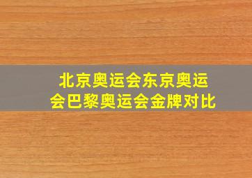 北京奥运会东京奥运会巴黎奥运会金牌对比