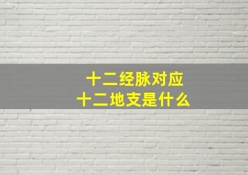 十二经脉对应十二地支是什么