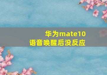 华为mate10语音唤醒后没反应