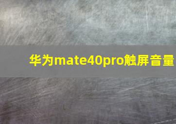 华为mate40pro触屏音量