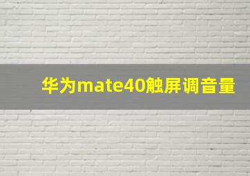 华为mate40触屏调音量