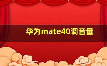 华为mate40调音量