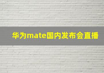 华为mate国内发布会直播