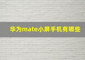 华为mate小屏手机有哪些