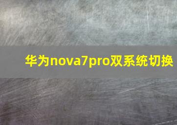 华为nova7pro双系统切换