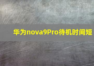 华为nova9Pro待机时间短