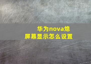 华为nova熄屏幕显示怎么设置