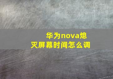 华为nova熄灭屏幕时间怎么调