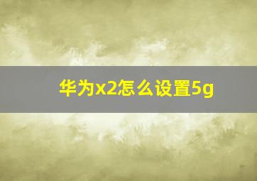 华为x2怎么设置5g