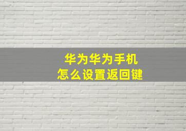 华为华为手机怎么设置返回键