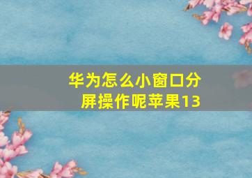 华为怎么小窗口分屏操作呢苹果13