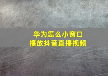 华为怎么小窗口播放抖音直播视频