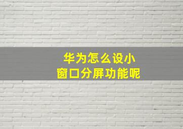 华为怎么设小窗口分屏功能呢