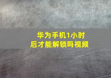 华为手机1小时后才能解锁吗视频