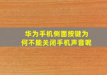 华为手机侧面按键为何不能关闭手机声音呢