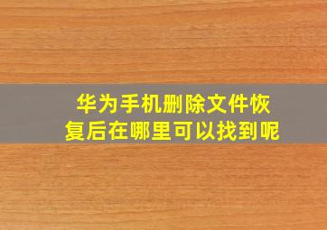 华为手机删除文件恢复后在哪里可以找到呢