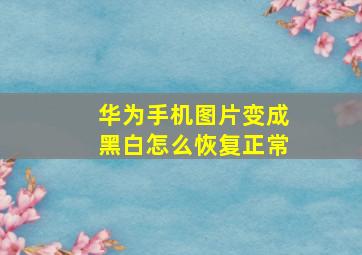 华为手机图片变成黑白怎么恢复正常