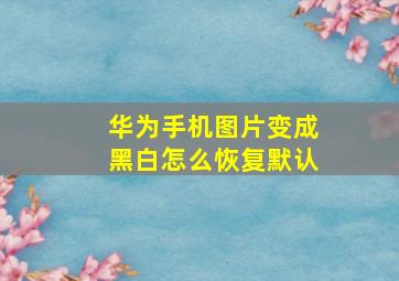 华为手机图片变成黑白怎么恢复默认