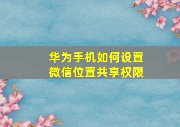 华为手机如何设置微信位置共享权限