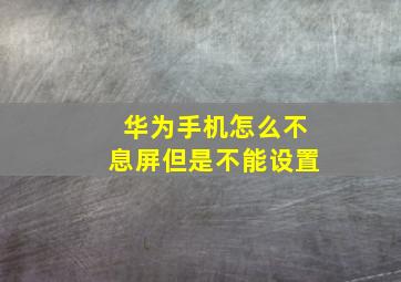 华为手机怎么不息屏但是不能设置