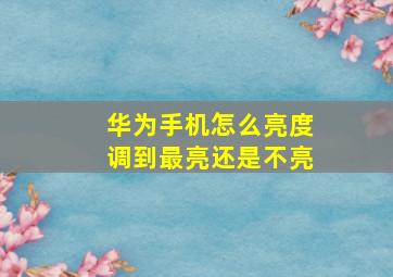 华为手机怎么亮度调到最亮还是不亮