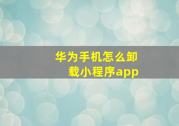 华为手机怎么卸载小程序app