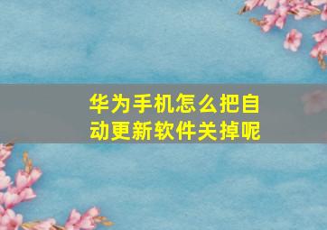 华为手机怎么把自动更新软件关掉呢