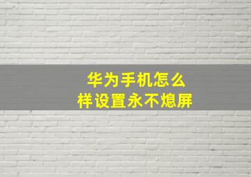 华为手机怎么样设置永不熄屏