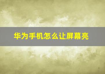 华为手机怎么让屏幕亮