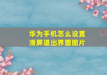 华为手机怎么设置滑屏退出界面图片