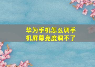 华为手机怎么调手机屏幕亮度调不了