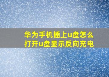 华为手机插上u盘怎么打开u盘显示反向充电