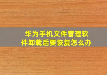 华为手机文件管理软件卸载后要恢复怎么办