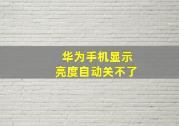 华为手机显示亮度自动关不了