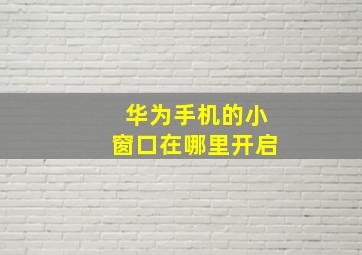 华为手机的小窗口在哪里开启