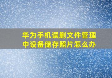 华为手机误删文件管理中设备储存照片怎么办