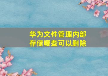 华为文件管理内部存储哪些可以删除