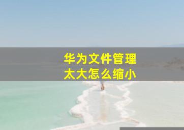 华为文件管理太大怎么缩小