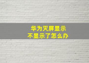 华为灭屏显示不显示了怎么办