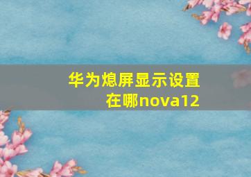 华为熄屏显示设置在哪nova12