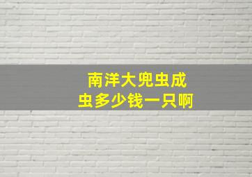 南洋大兜虫成虫多少钱一只啊