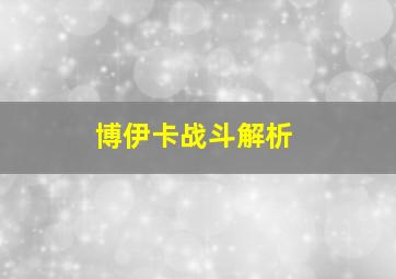 博伊卡战斗解析