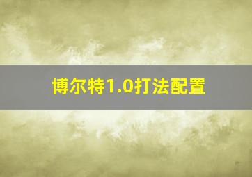 博尔特1.0打法配置