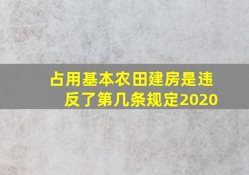 占用基本农田建房是违反了第几条规定2020