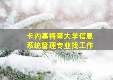 卡内基梅隆大学信息系统管理专业找工作