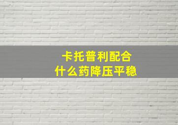 卡托普利配合什么药降压平稳