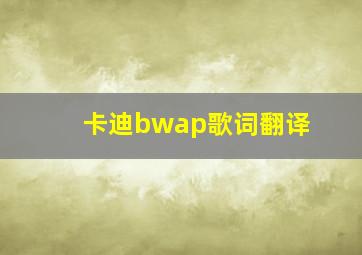 卡迪bwap歌词翻译